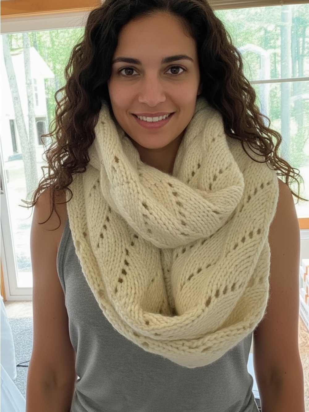 Maurices Cream Cable-Knit Infinity Scarf Sweater